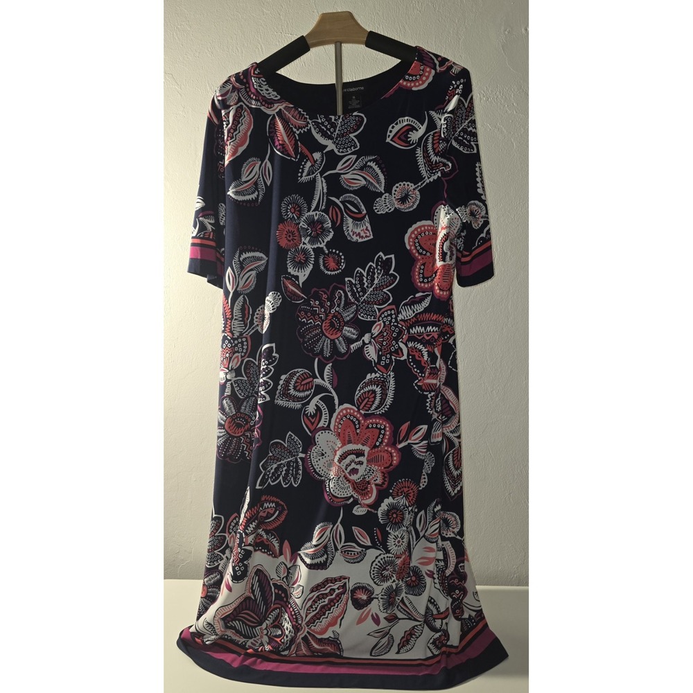 Liz Claiborne Women's Size‎ 18 Blue Floral Dress Classic Workwear Pretty-89